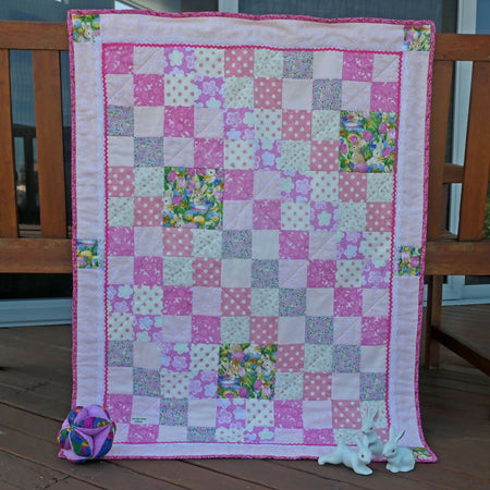 Cute rabbit cot quilt/play rugs. Tummy time. Quality fabrics.