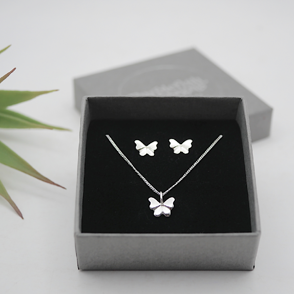 butterfly gift set sterling silver close up gift box sml