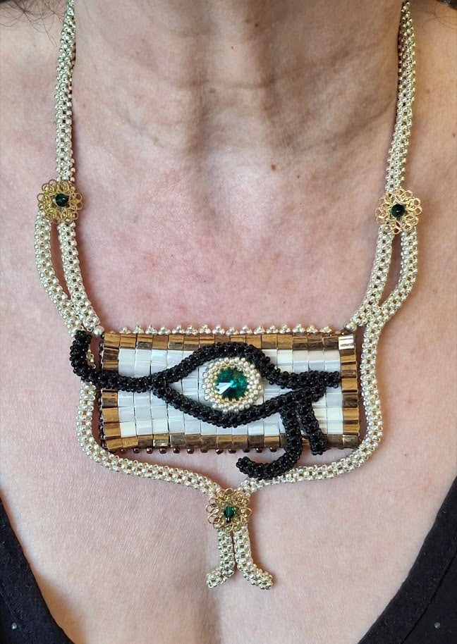 Beaded Egyptian necklace with eye of Horus