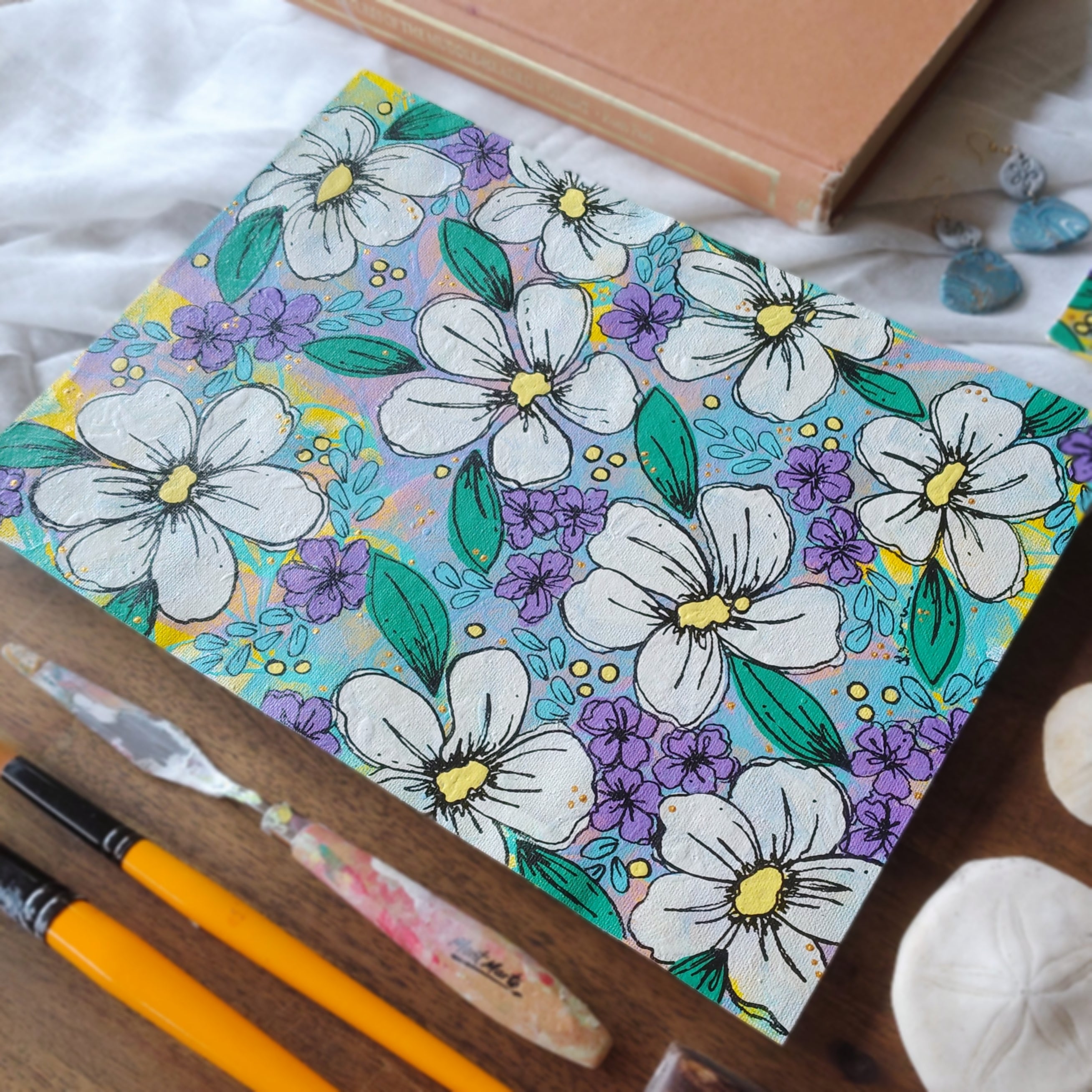 A4 Origianl Art - "Playing with Flowers" - Series 2 - Abstract Art