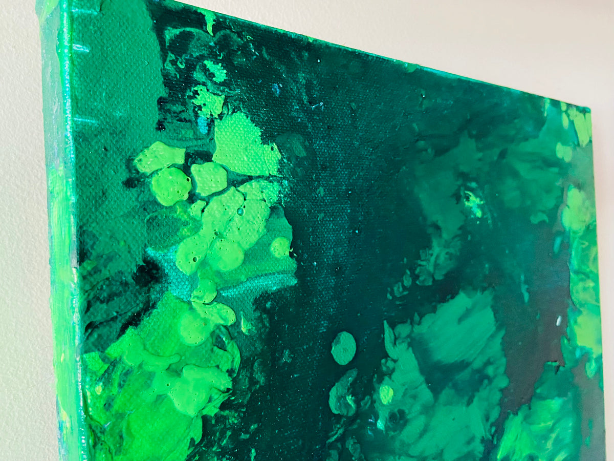 Green Aventurine Wall Art Original Abstract Acrylic Canvas Painting