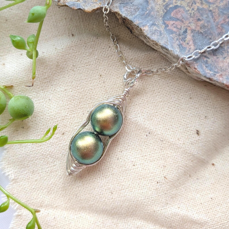 Two Green Peas in a Pod Fitted Necklace