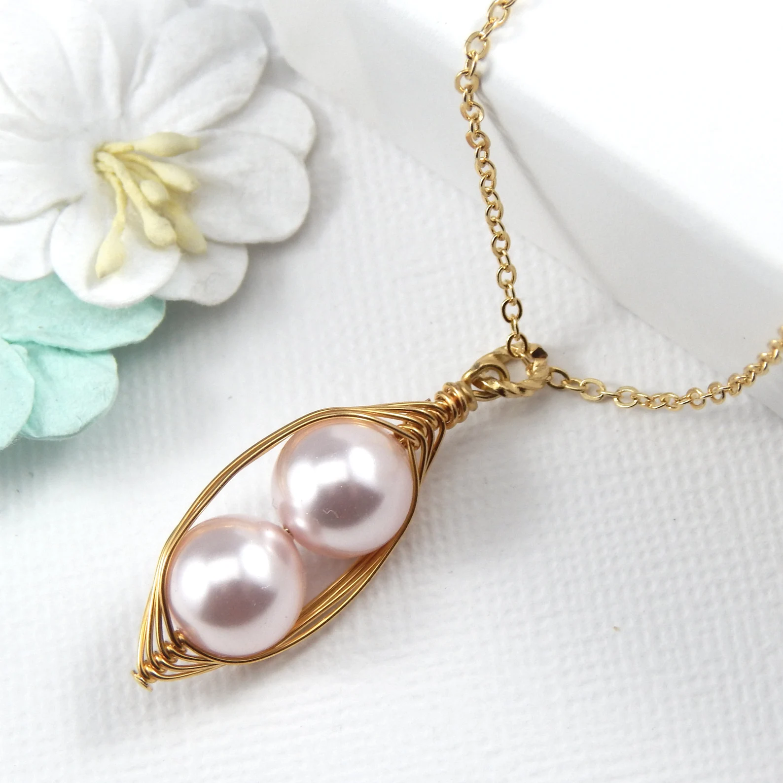 Two Pink Peas In A Pod Sisters Necklace