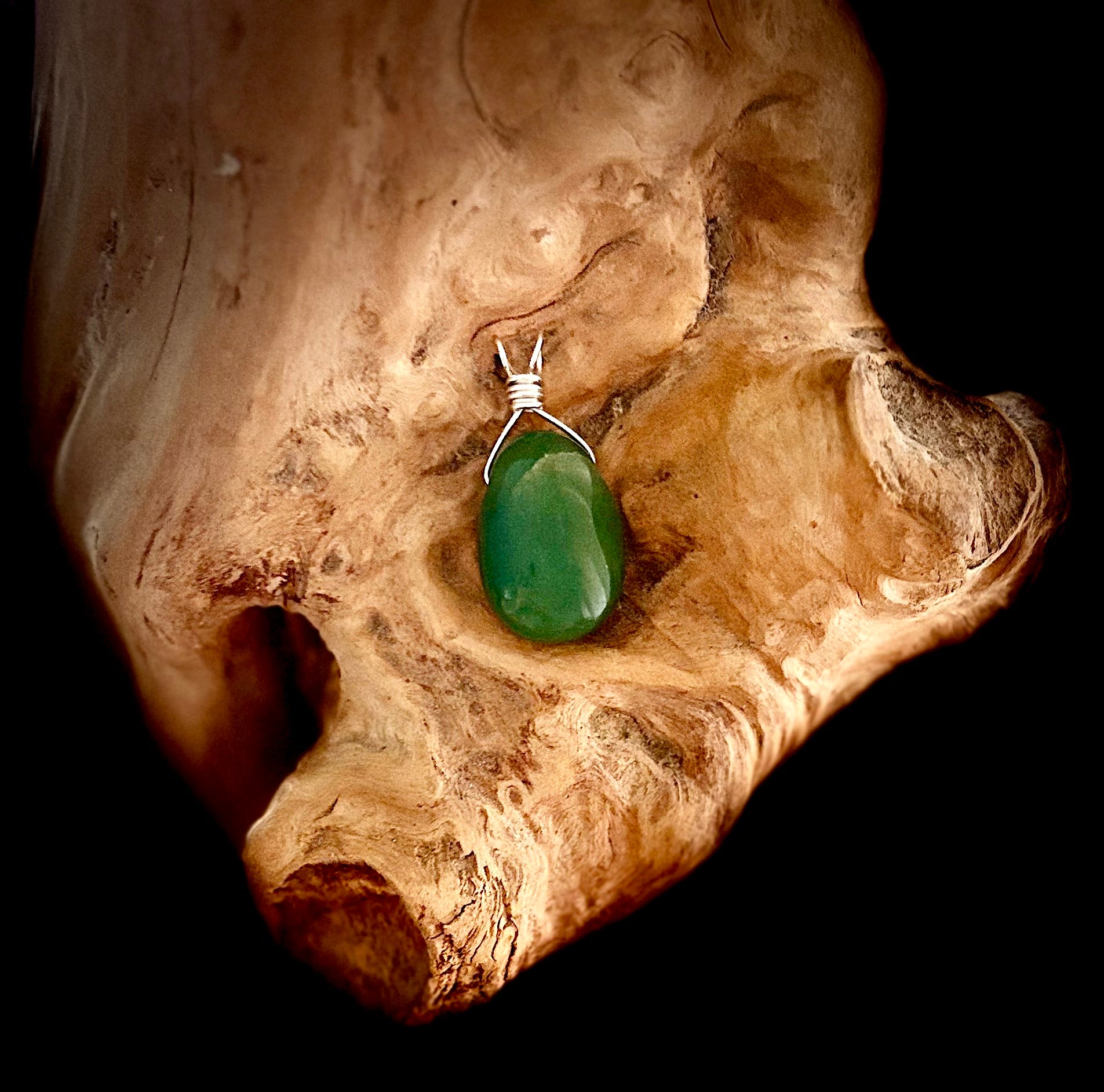 Silver Green Aventurine Droplet Pendant