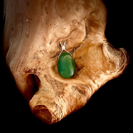 Silver Green Aventurine Droplet Pendant