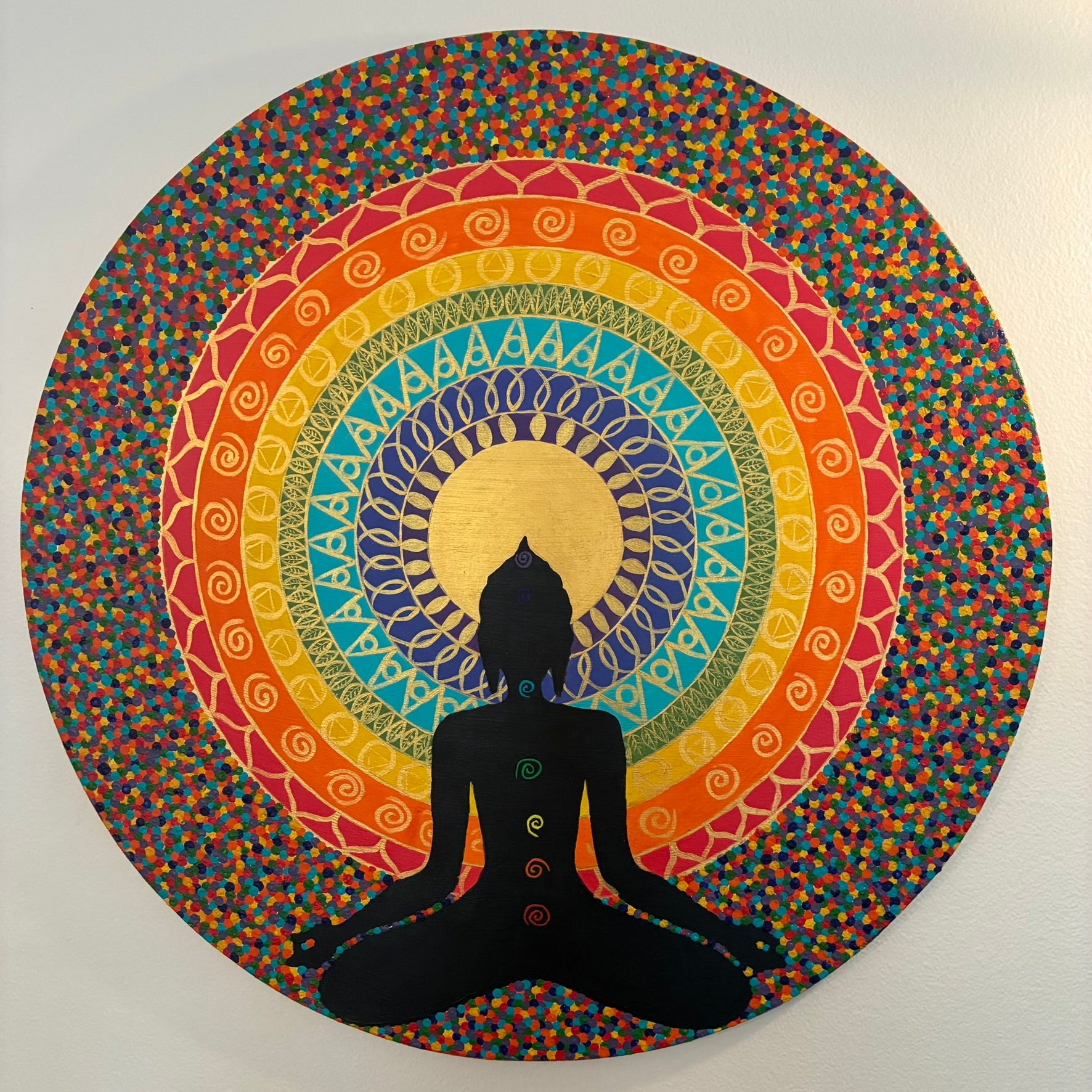 Painting - "Mandala of Abundance" (Acrylic on round board) Original
