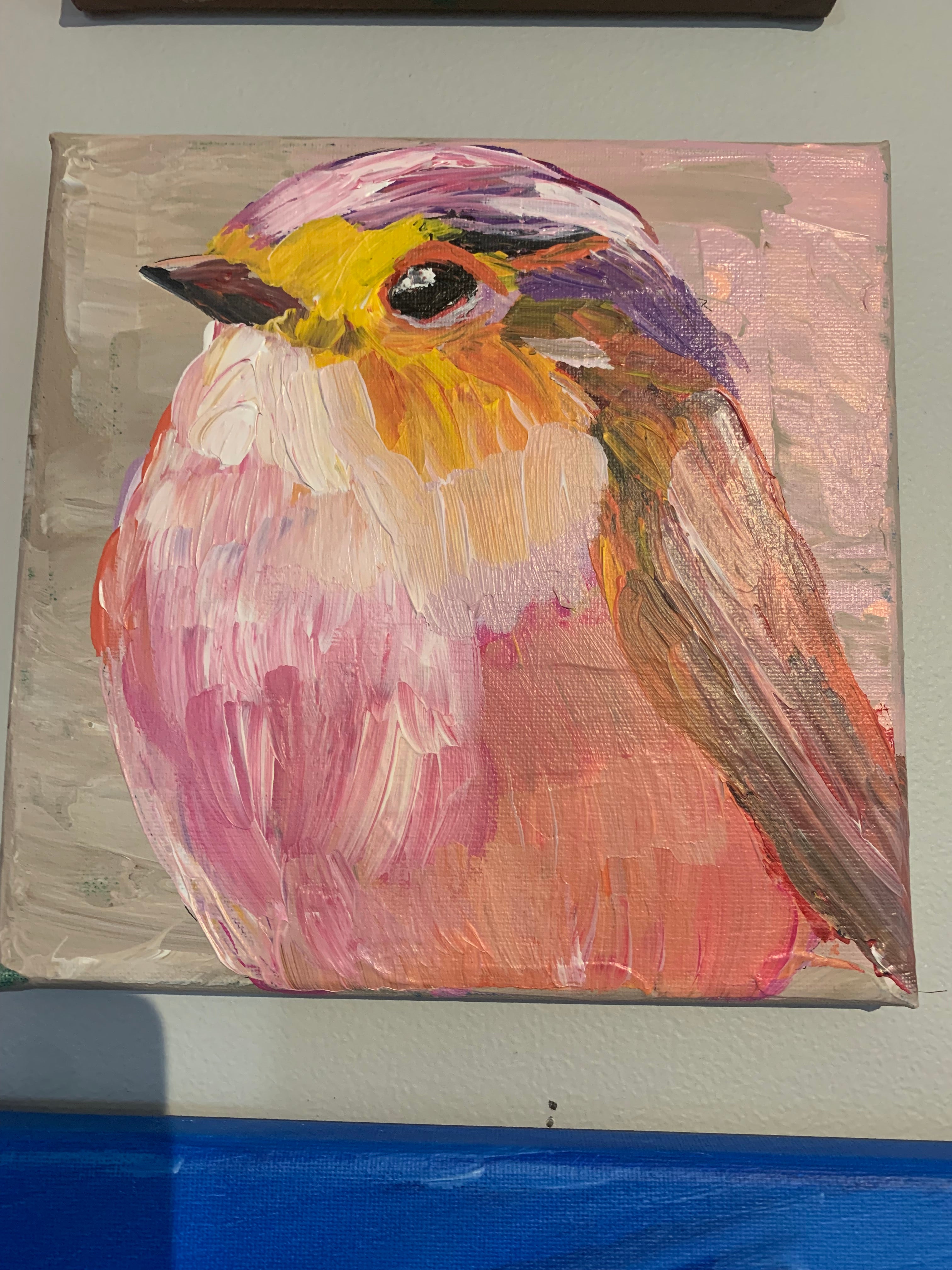 Pink Robin Wall Art Original Painting