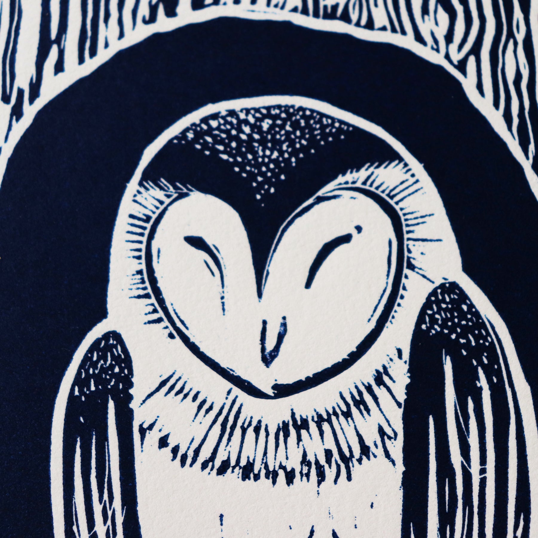 'Masked Owl' Original Linocut