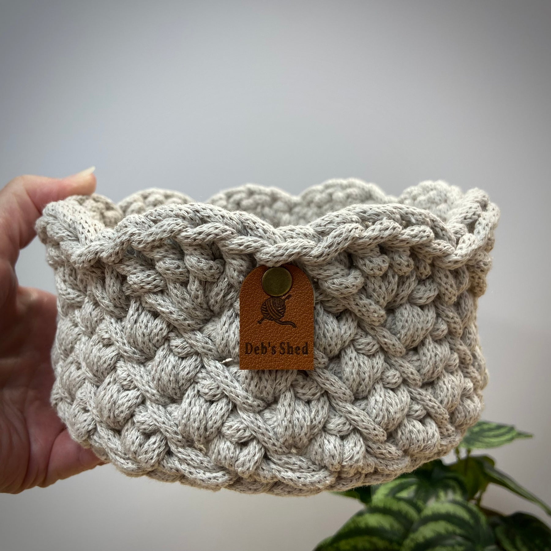 Crochet Basket with Scallop Edge