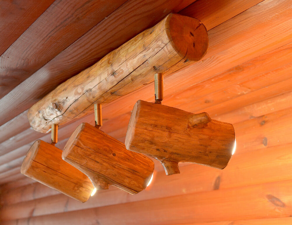 Track Ceiling Light from natural log, Handmade Driftwood Light