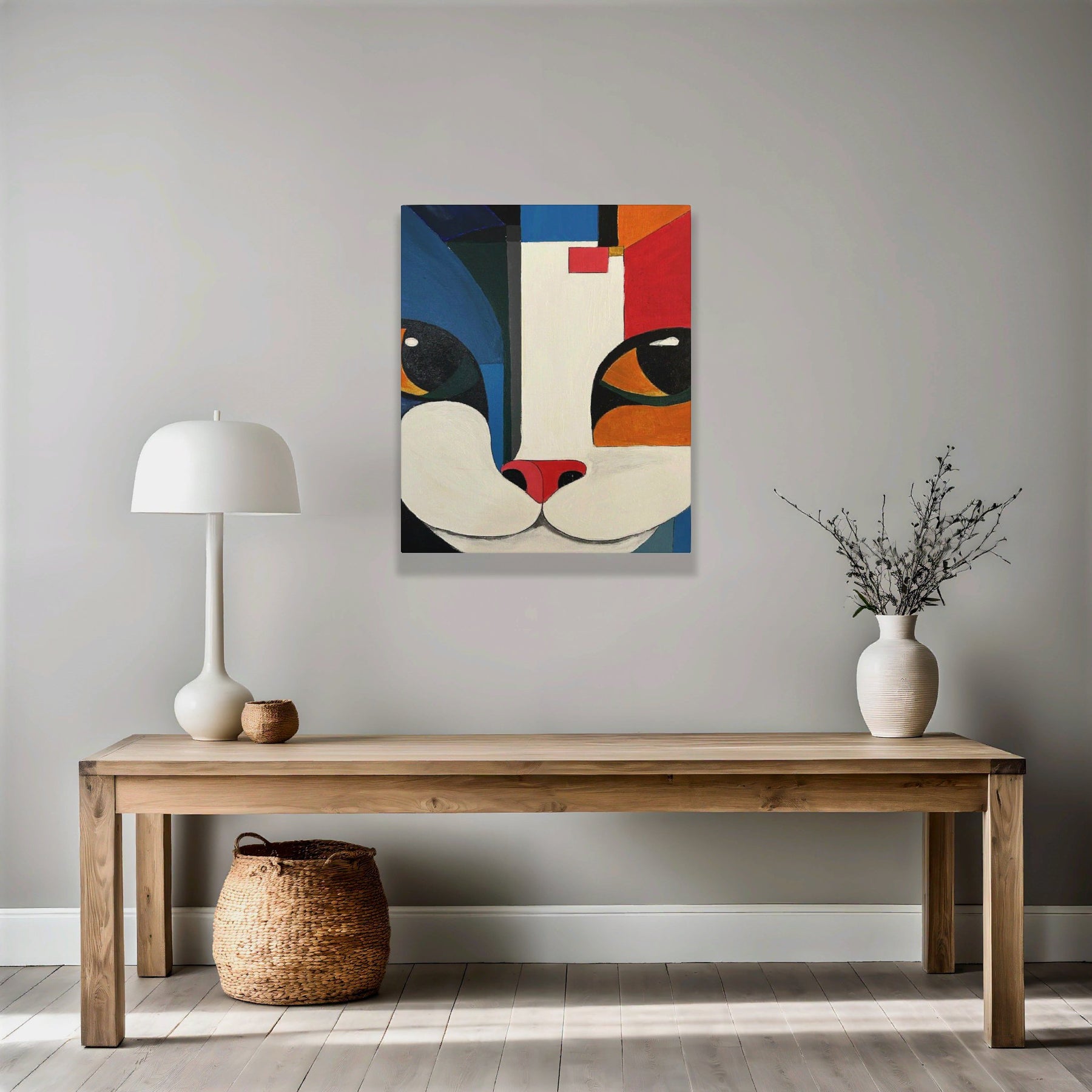 Cubist Cat Painting Wall Art