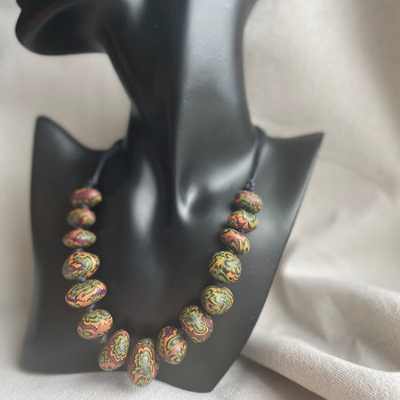 Polymer Clay Beaded Necklace - Pebbles