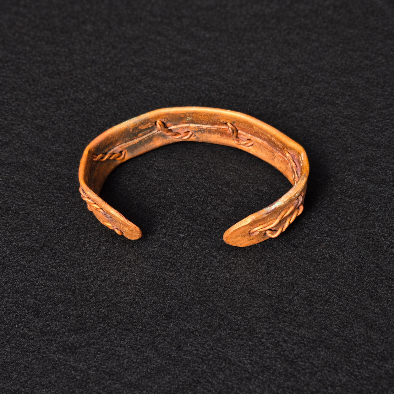 Handmade Steampunk Stitched Copper Cuff Bracelet B018