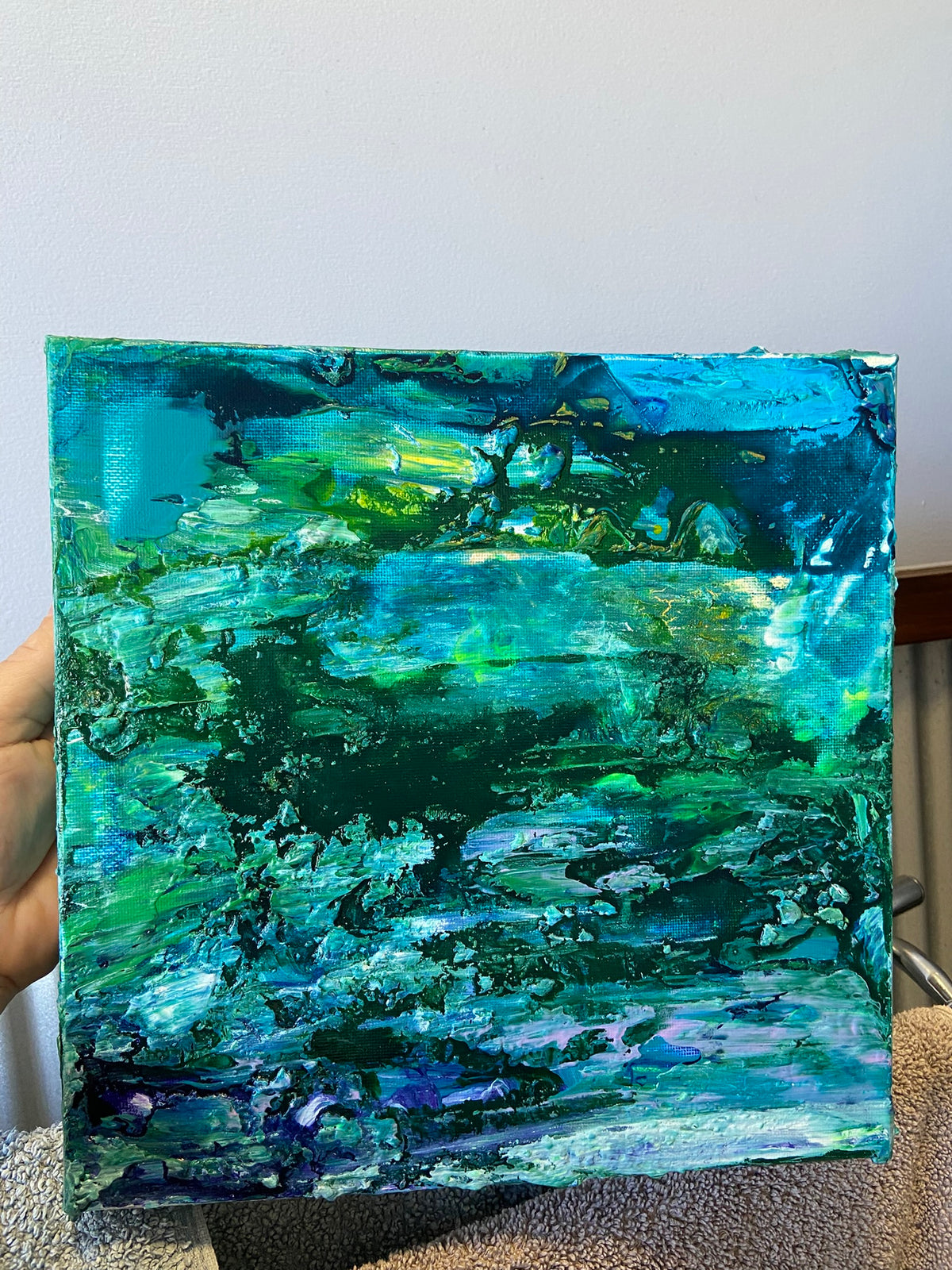 Water Lilies Encore Painting, Abstract Acrylic Wall Art by Margo Humphries