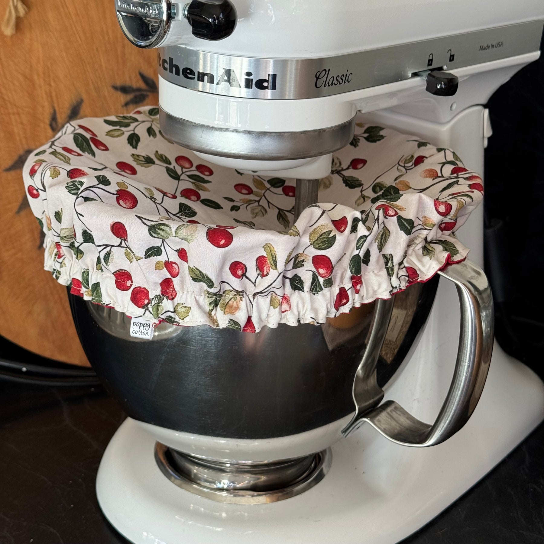 Cherry Print Reversible Cotton Bowl & Jar Covers