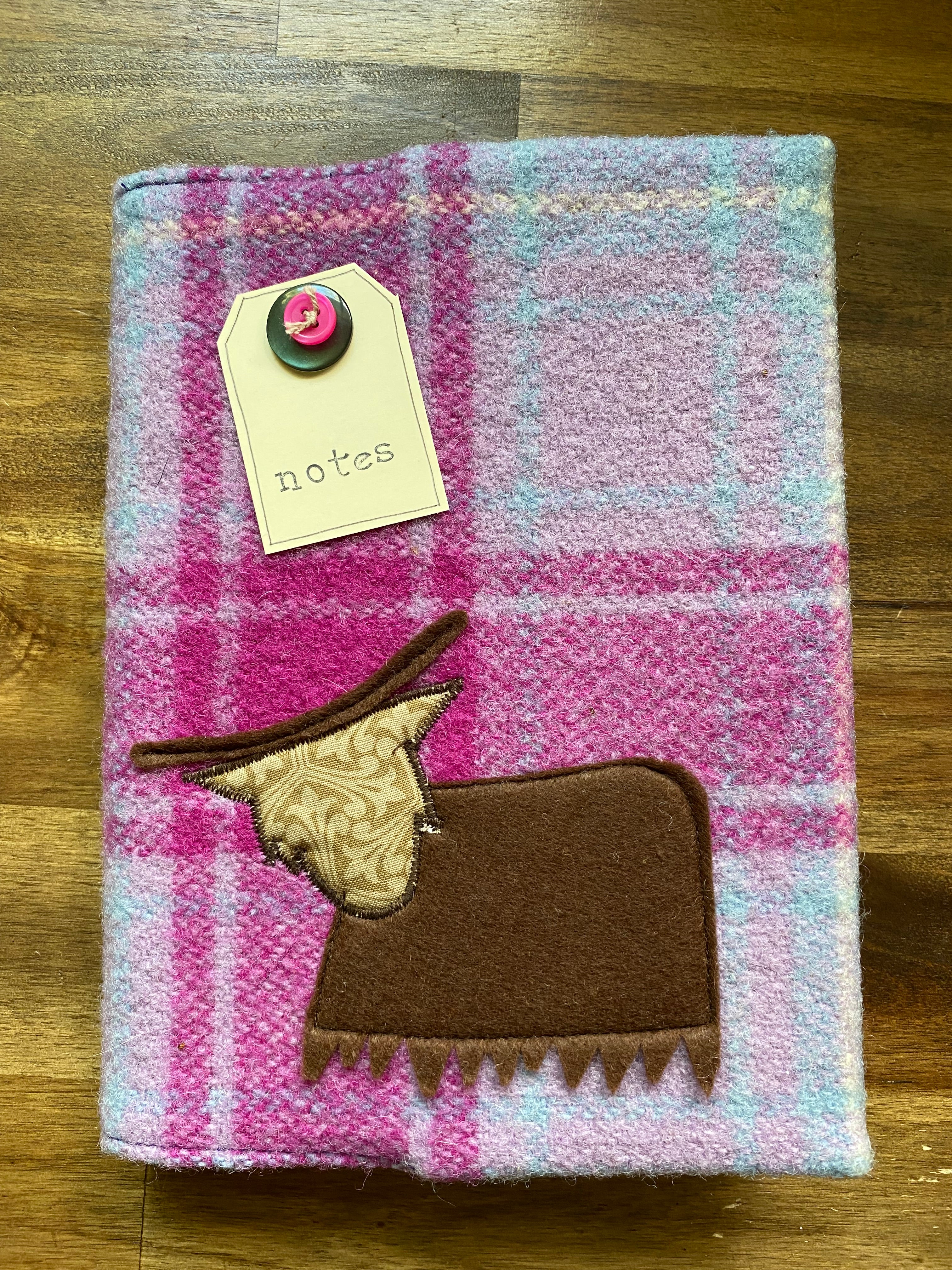 A5 Upcycled Notebook Highland Cow - Purple