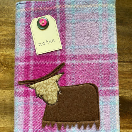 A5 Upcycled Notebook Highland Cow - Purple