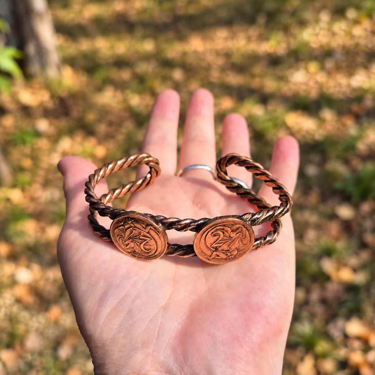 Handmade Australian Two-Cent Coin Copper Cuff B024