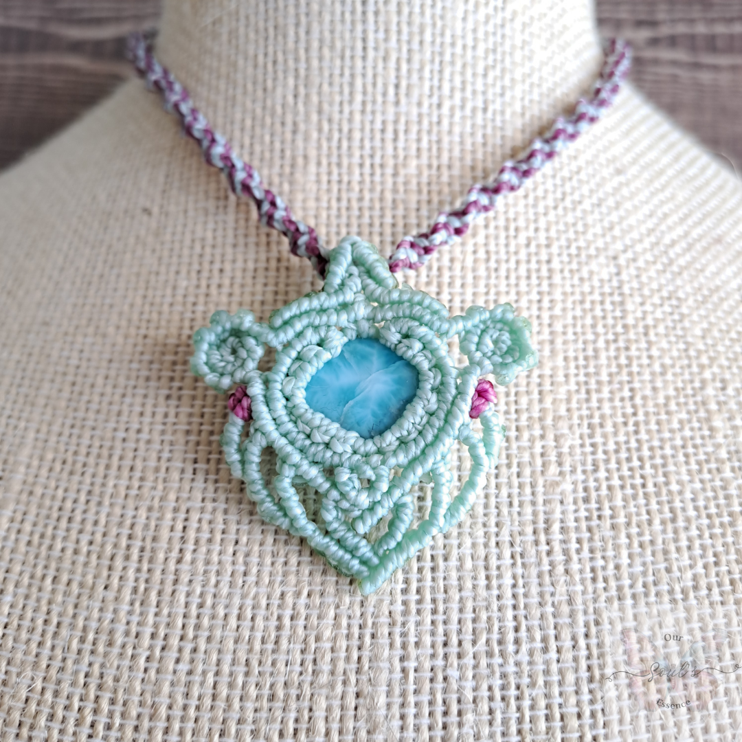 Larimar Micro Macramé Necklace
