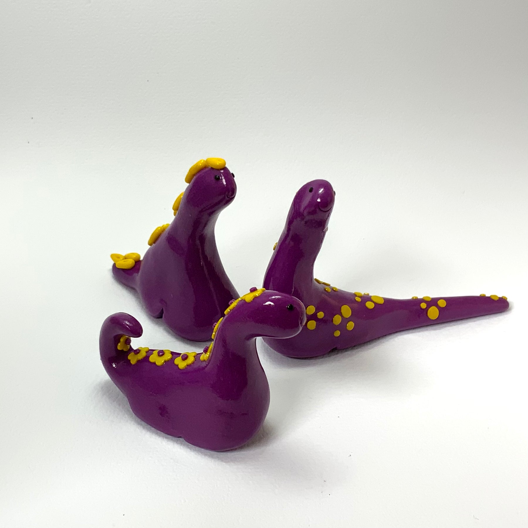 TINY TERRORS DINO TRIO – Handmade Polymer Clay Mini Dino Figurines – Cute Desk Decor - Choose Your Favourite Set