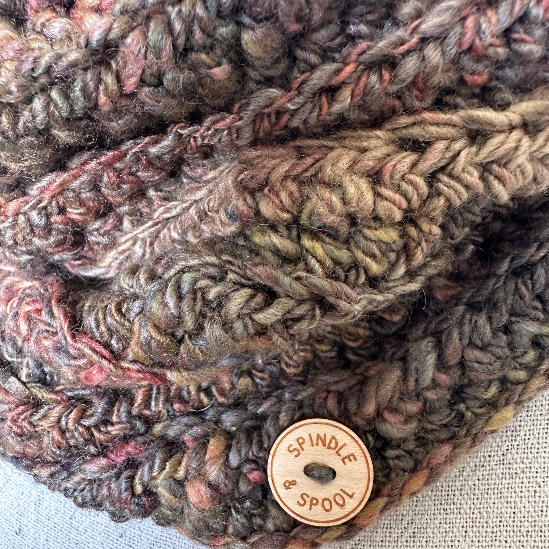 Handspun 'Shades of Autumn' Merino & Silk Crocheted Cowl or Neck Warmer