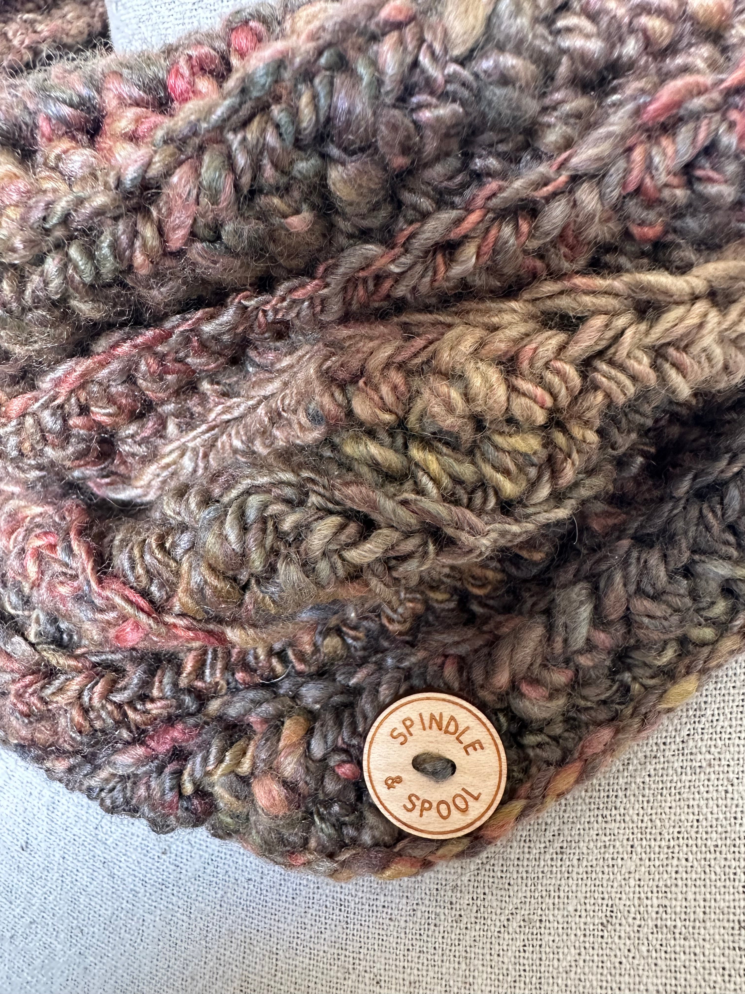 Handspun 'Shades of Autumn' Merino & Silk Crocheted Cowl or Neck Warmer