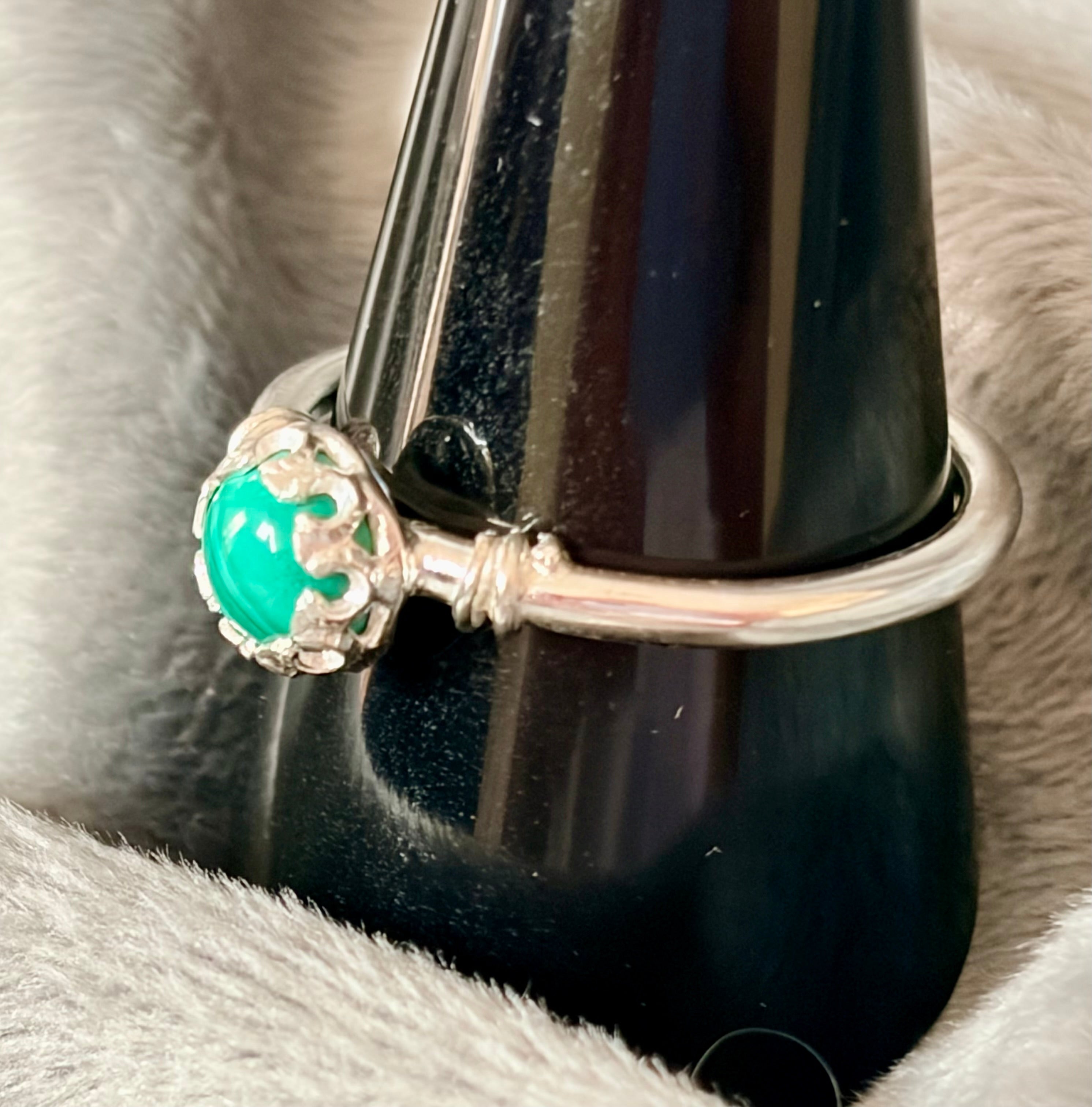 Crown of Malachite Sterling Silver Ring