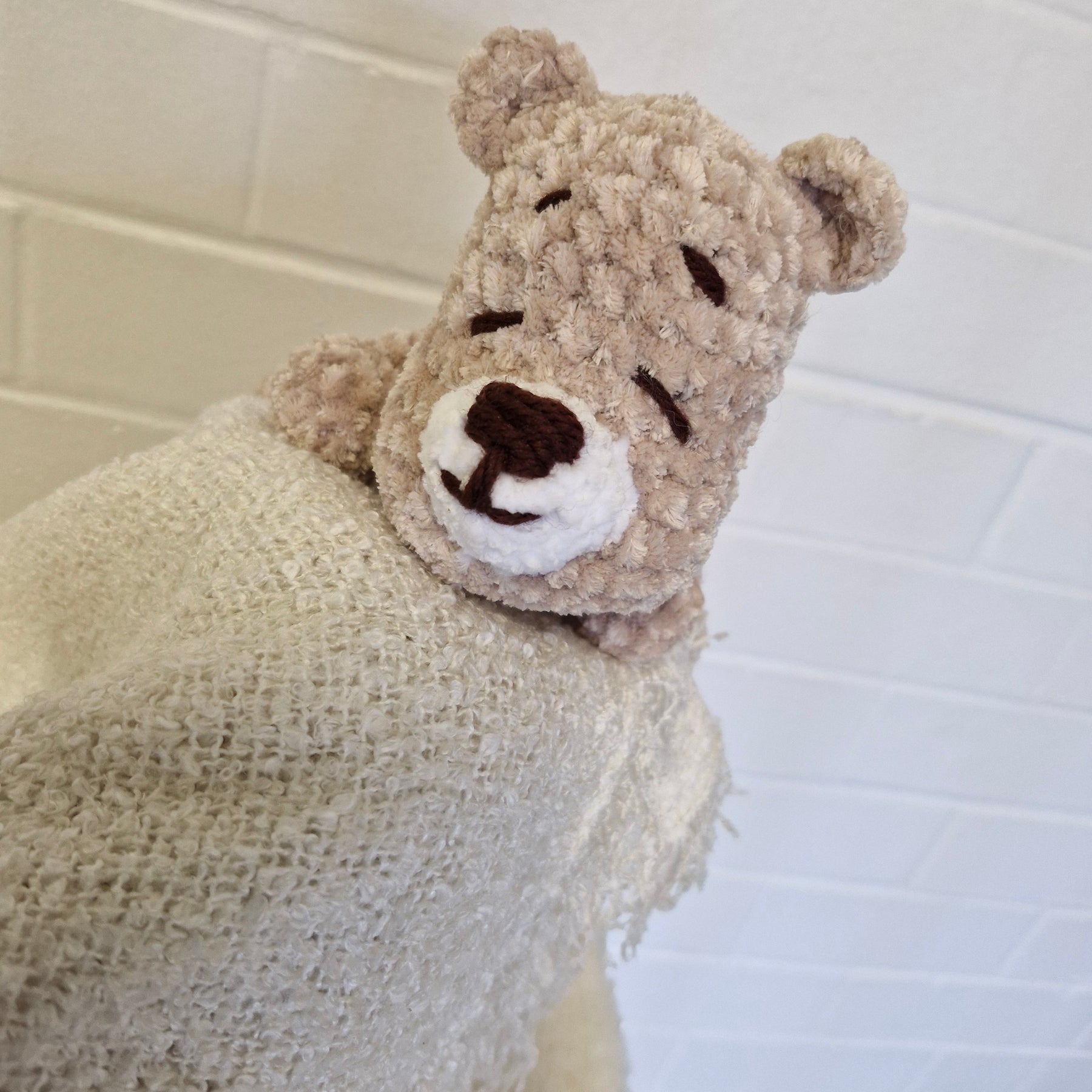 Handmade Crochet super cute Brown Sleepy Baby Bear