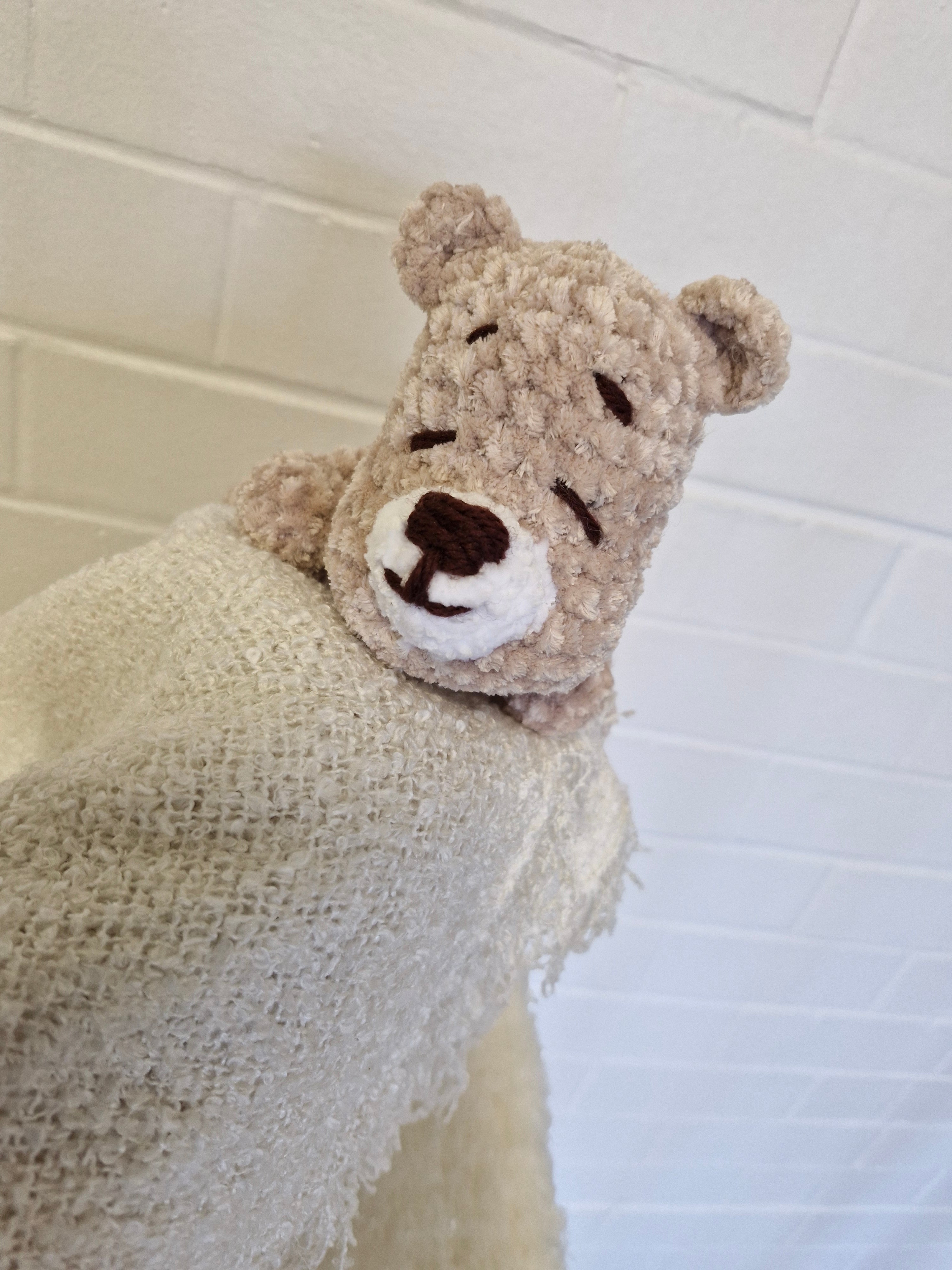 Handmade Crochet super cute Brown Sleepy Baby Bear