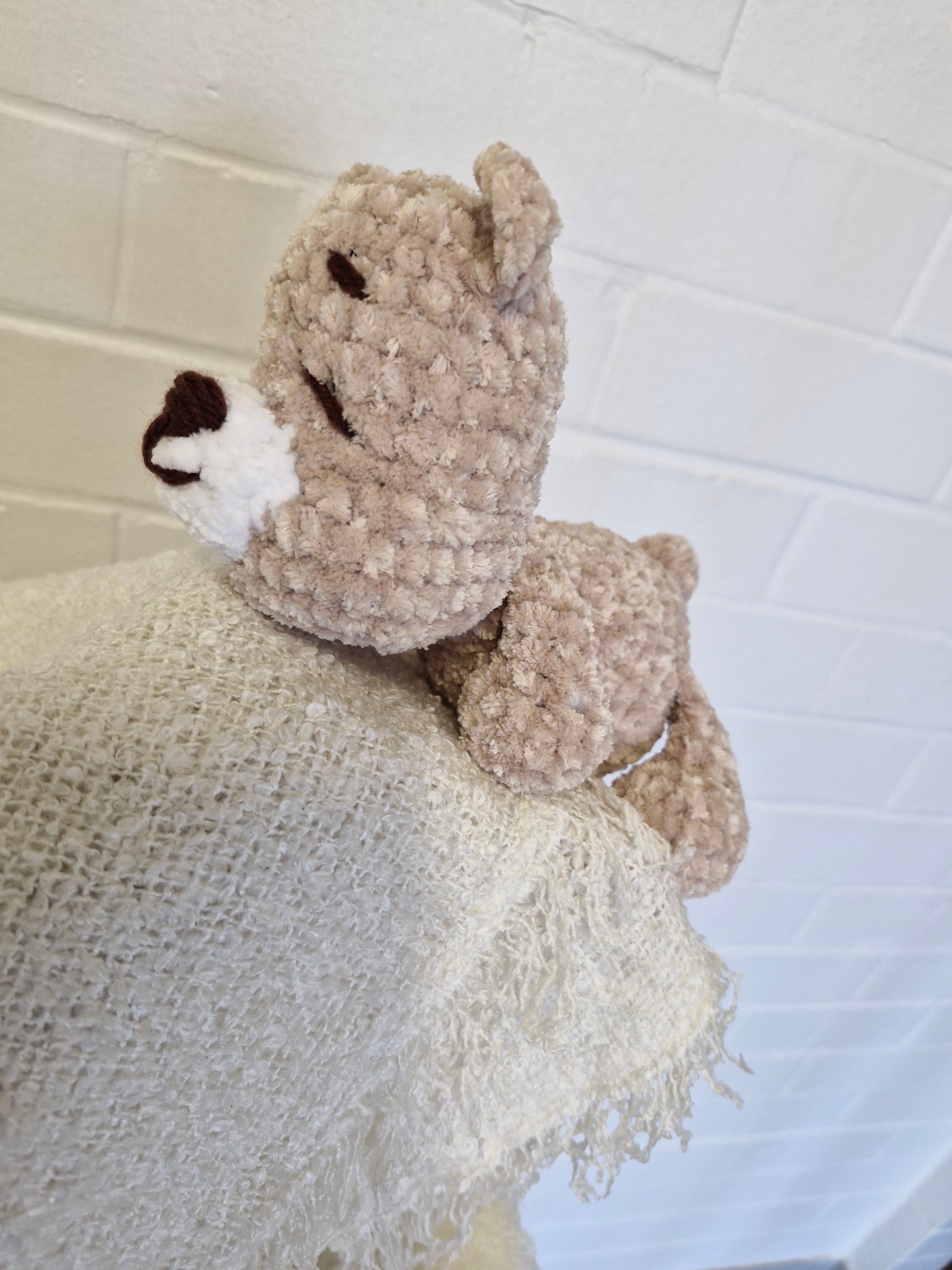 Handmade Crochet super cute Brown Sleepy Baby Bear