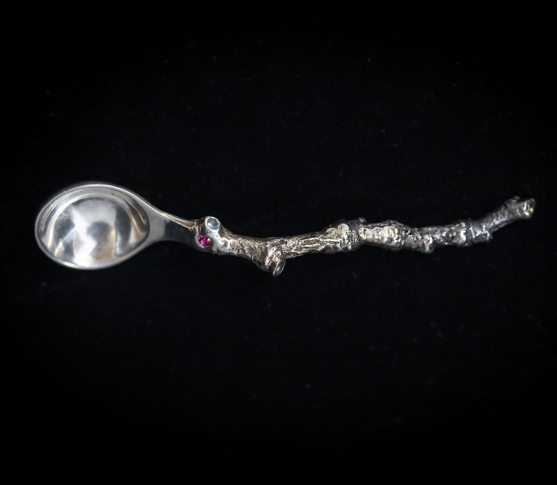Sterling silver salt spoon made from a cast stick