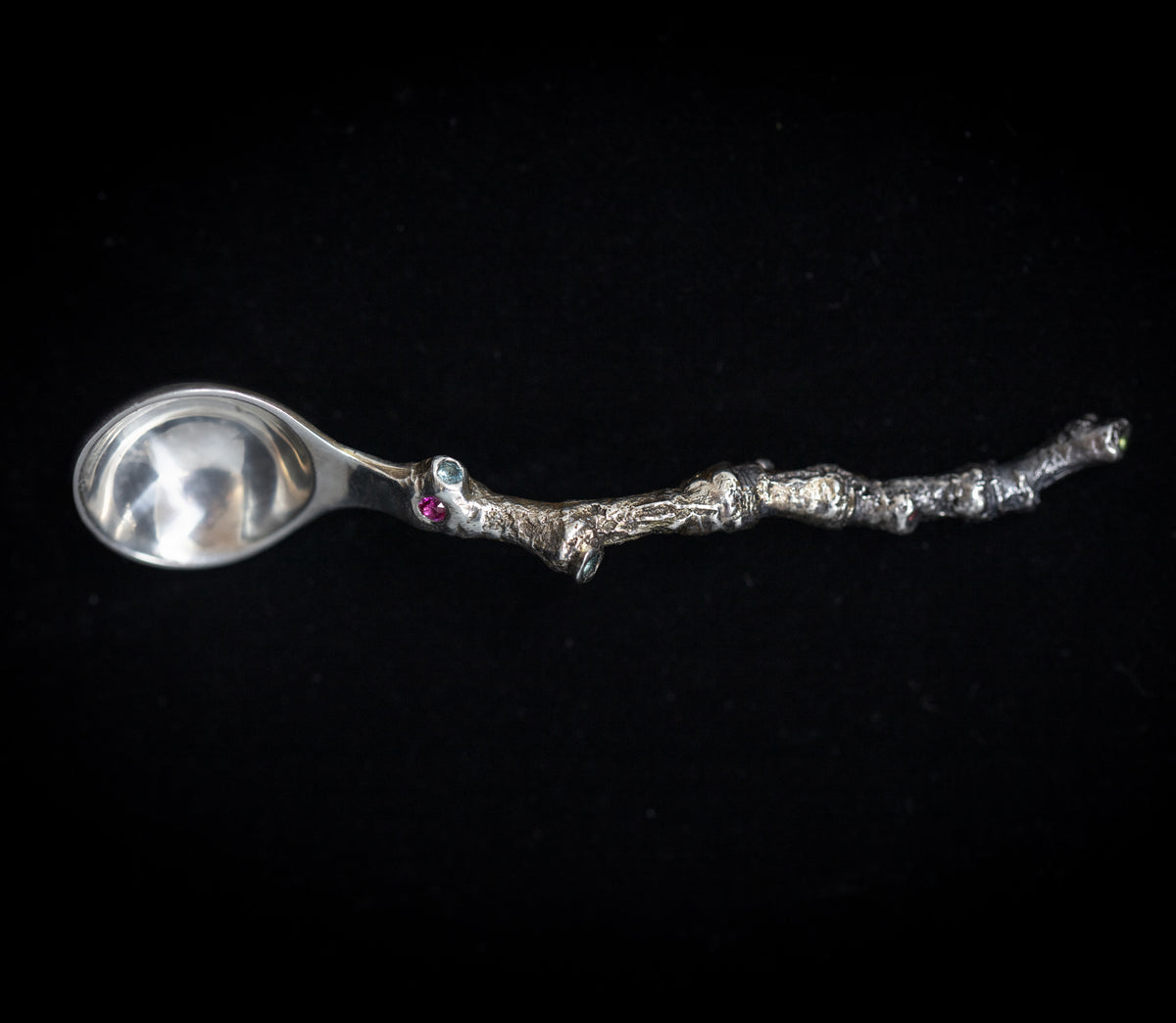Sterling silver salt spoon made from a cast stick
