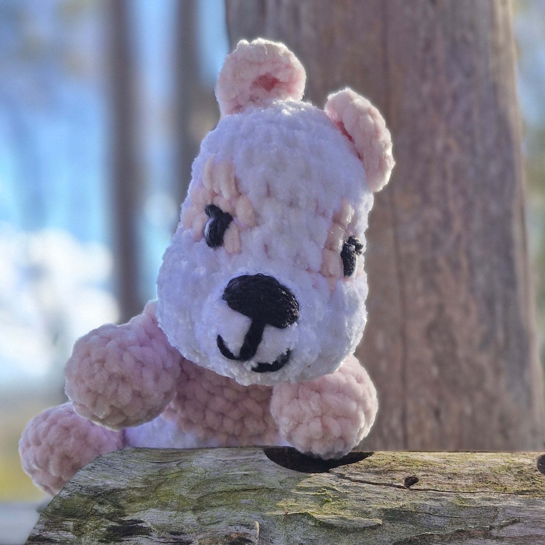 Handmade crochet Cutest little Sleepy Bear- Pink and White