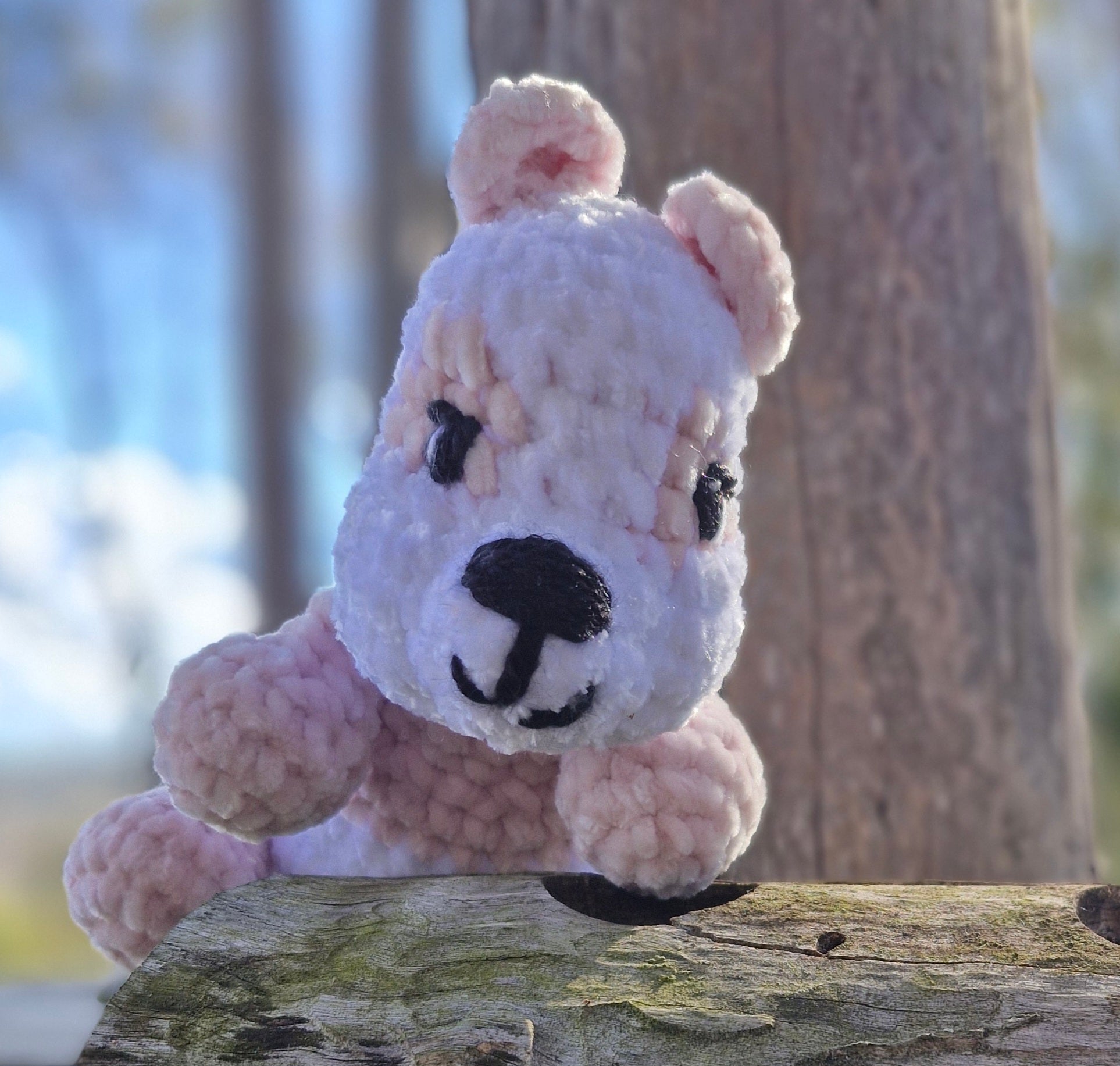 Handmade crochet Cutest little Sleepy Bear- Pink and White
