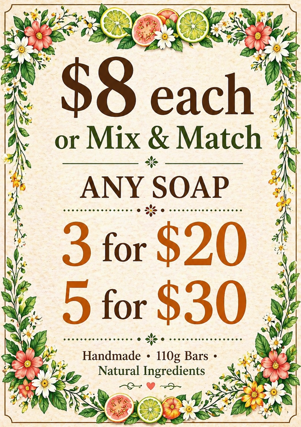 Goats Milk Soap Bar Bundle - Mix N Match in 3 Lots, 5 Lots, 8 Lots