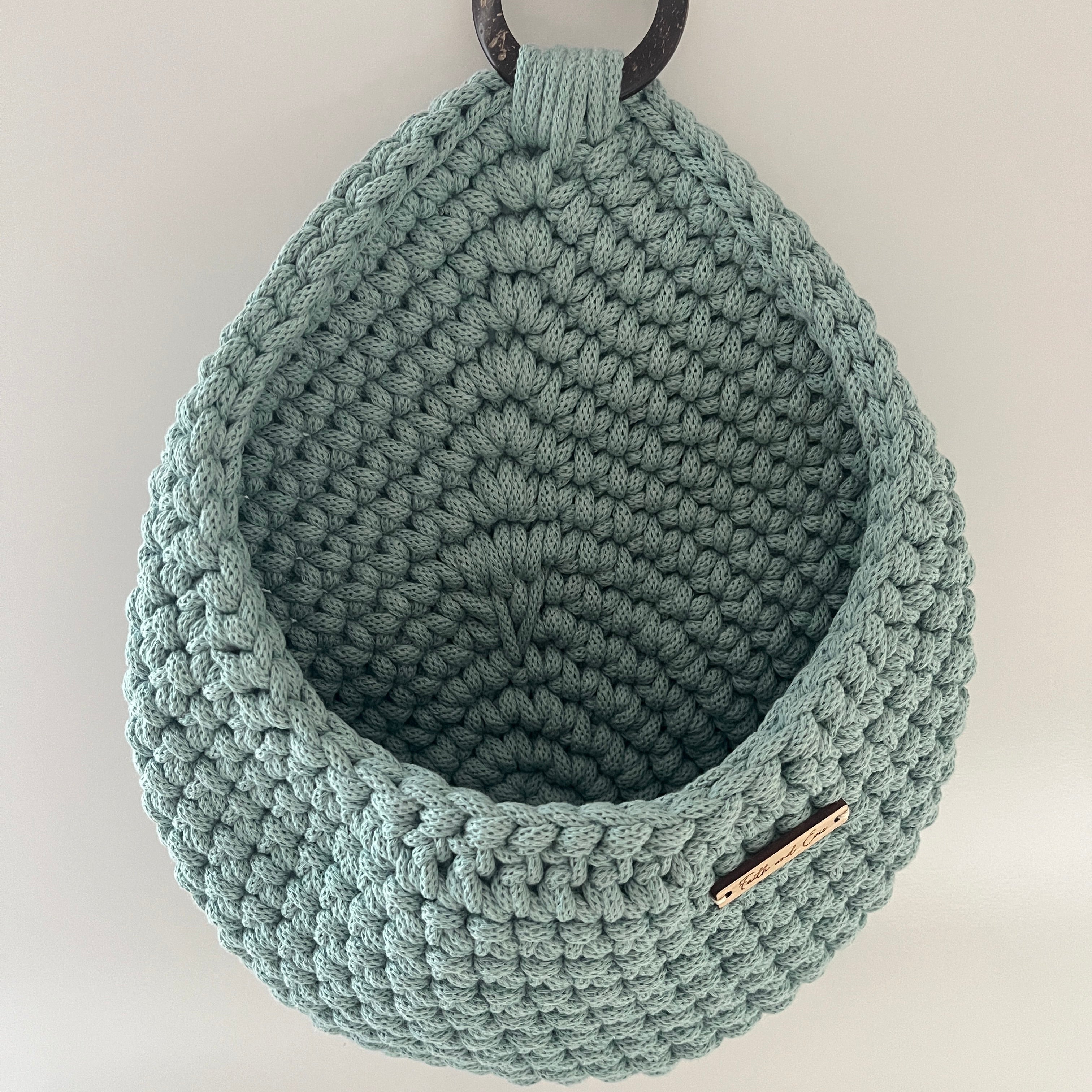 Crochet Hanging Basket - colour Duck Egg