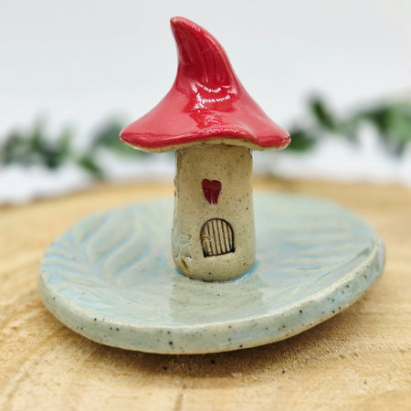 Toadstool Ring Dish Turquoise and Red