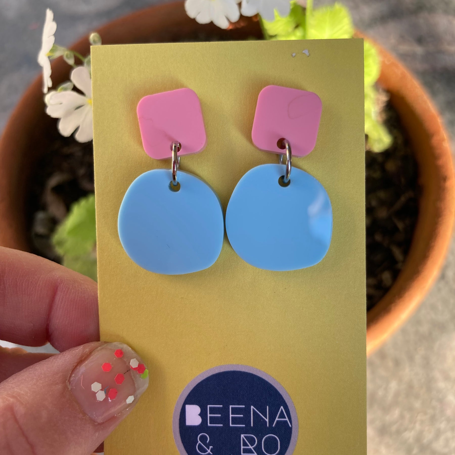 Baby pink / pastel blue earrings