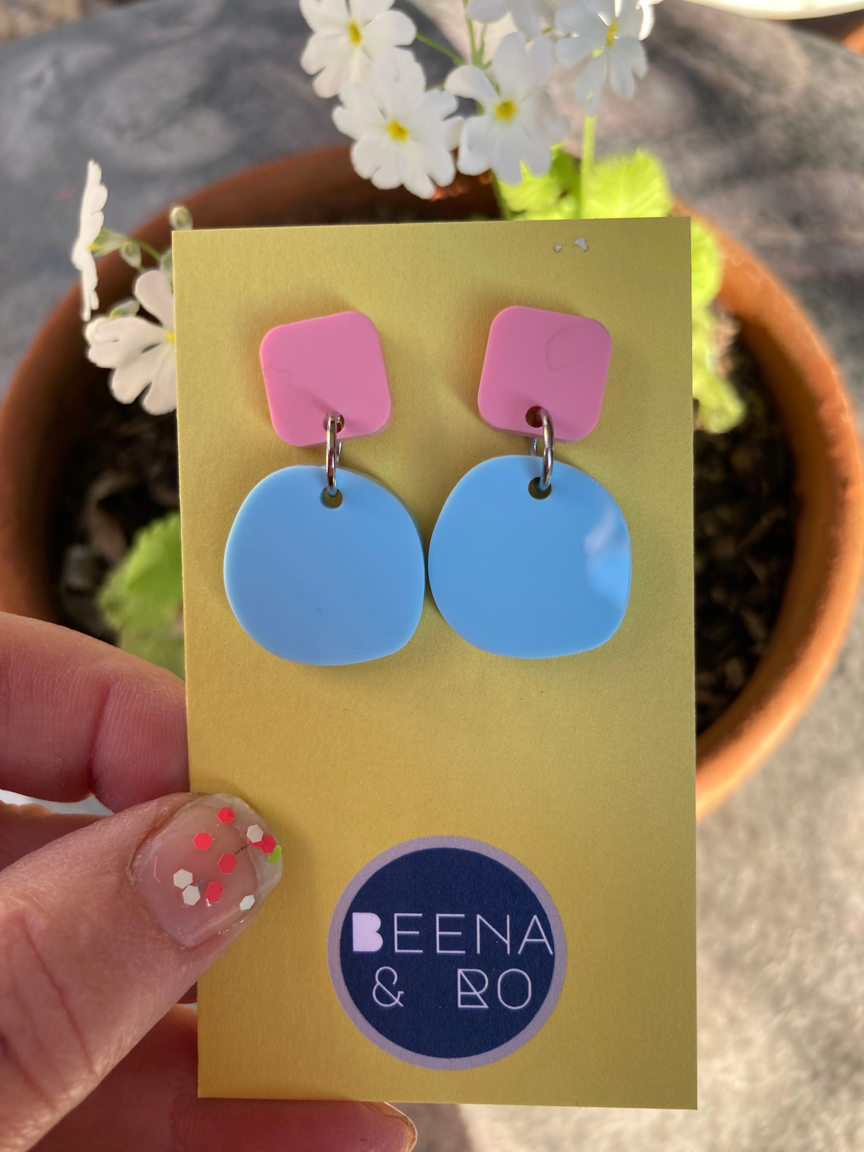 Baby pink / pastel blue earrings