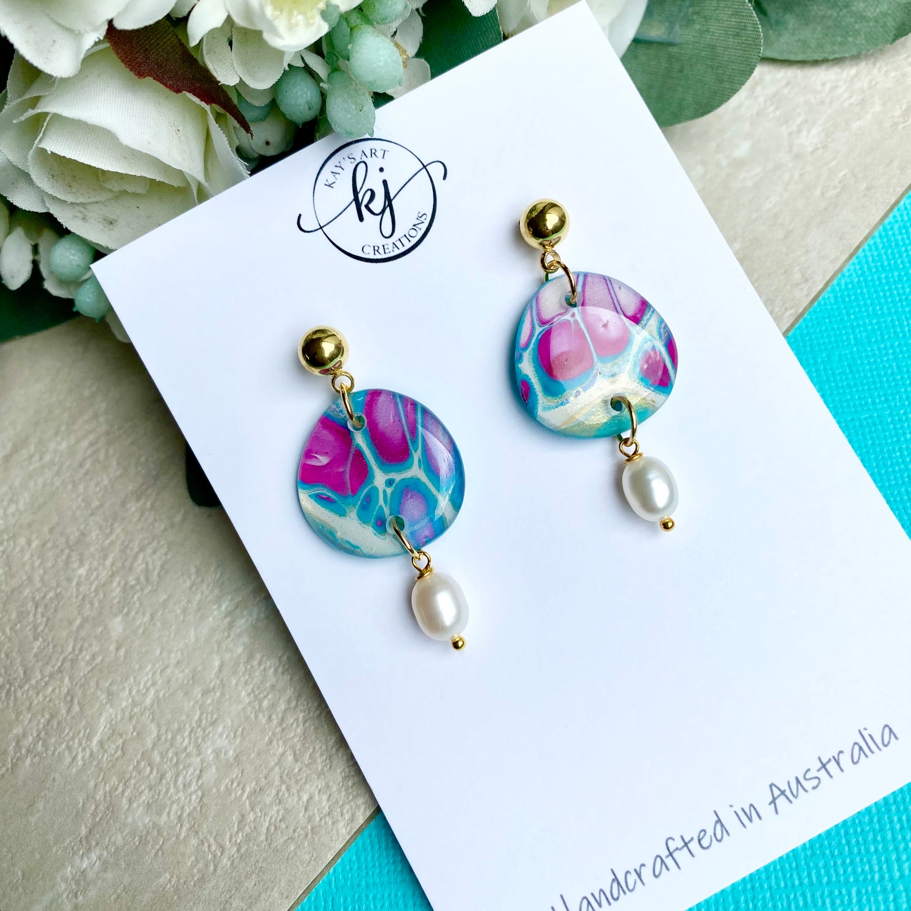 Artisan Freshwater Pearls and Original Art Earrings
