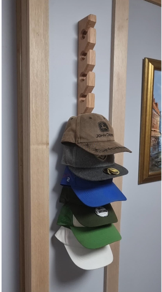 Tasmanian Oak Wall-Mounted 10-Slot Cap Holder
