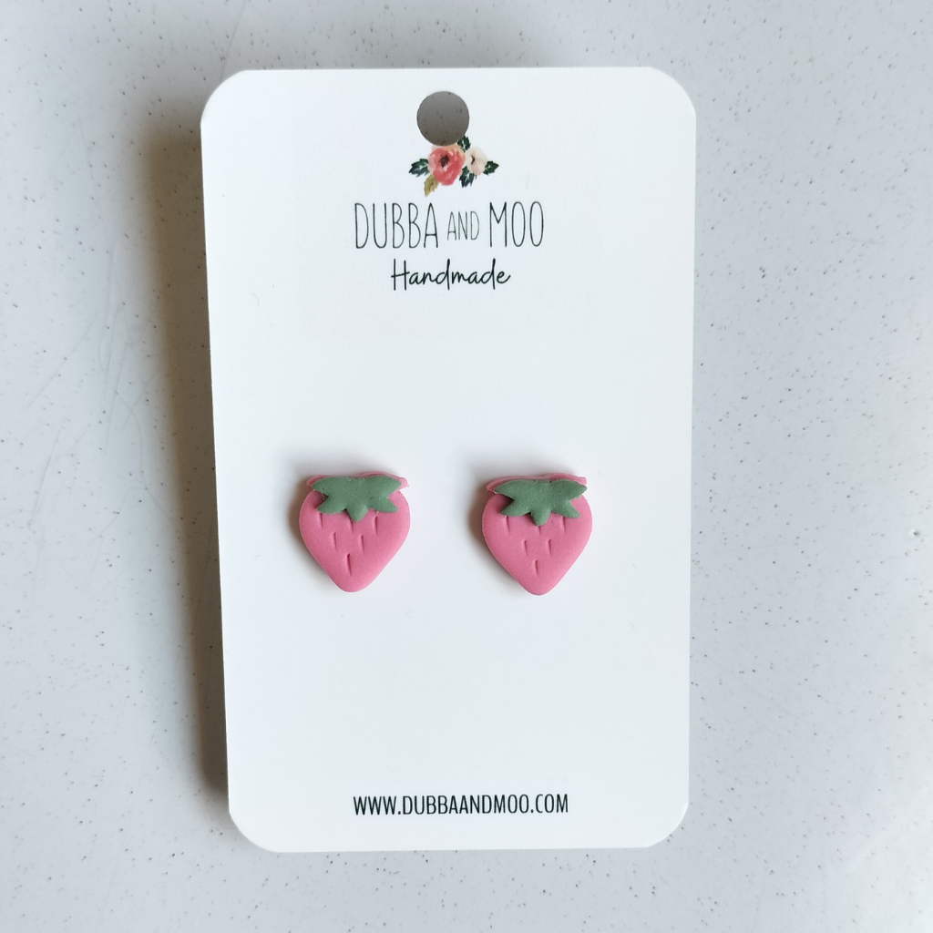 Strawberry Polymer Clay Stud Earrings - Assorted Colours