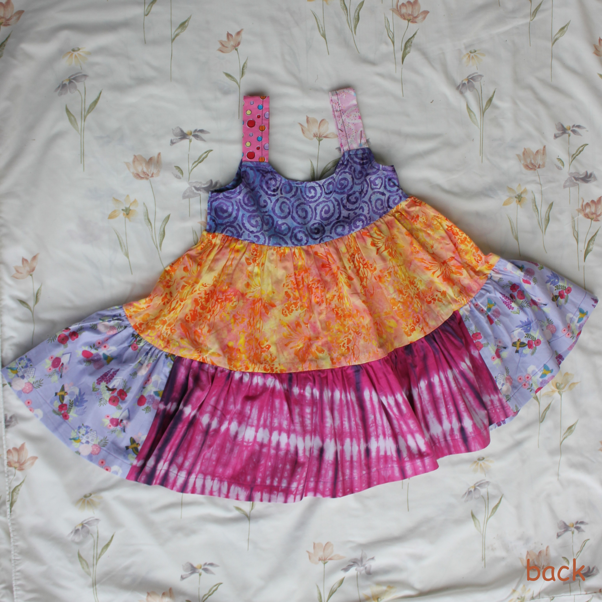 Girls Dress, Size 4, Spirals/Tiedye/Spots/Floral.