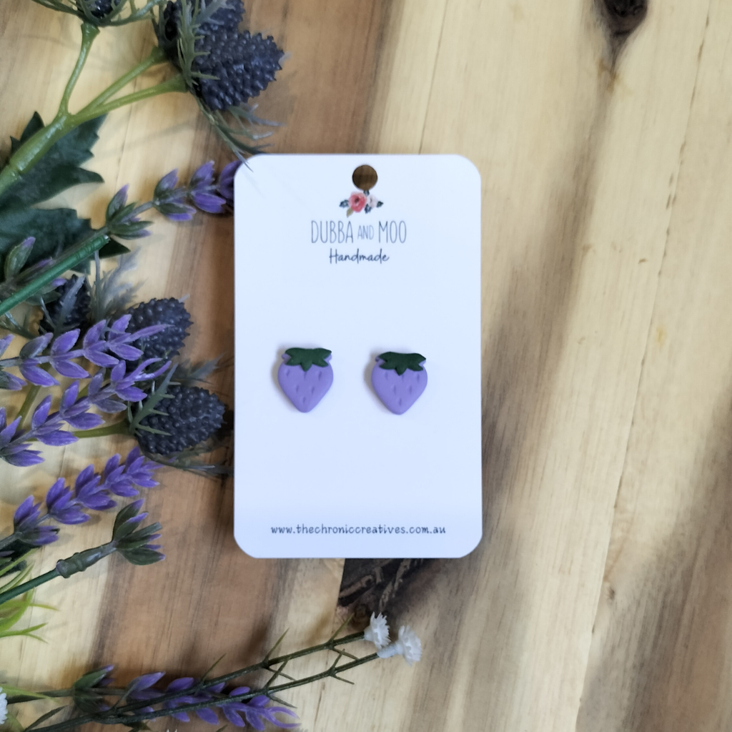 Strawberry Polymer Clay Stud Earrings - Assorted Colours