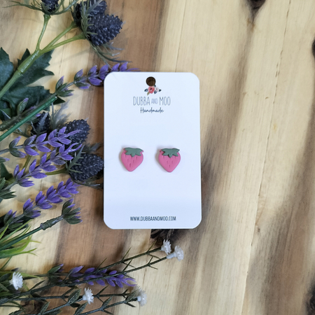 Strawberry Polymer Clay Stud Earrings - Assorted Colours