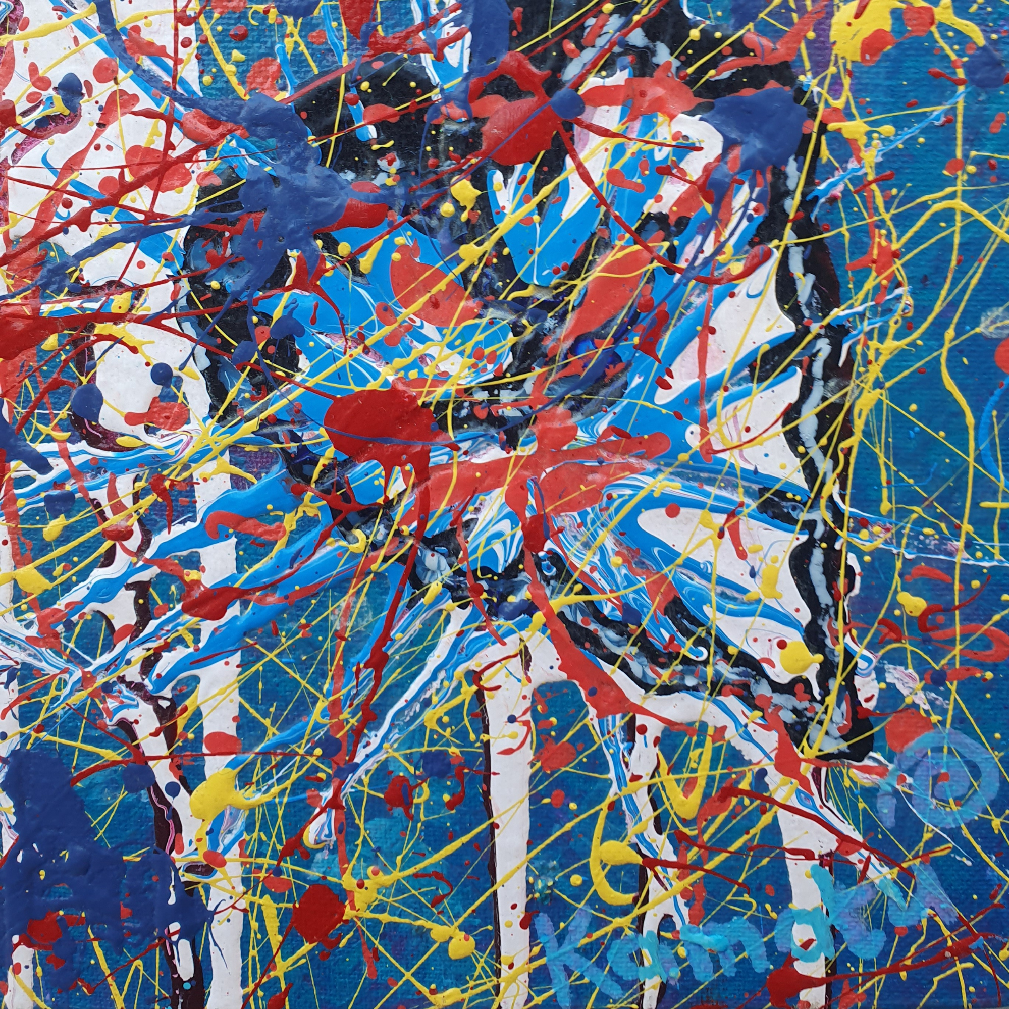 Perfect Imperfections. Abstract Canvas Painting With Hearts.