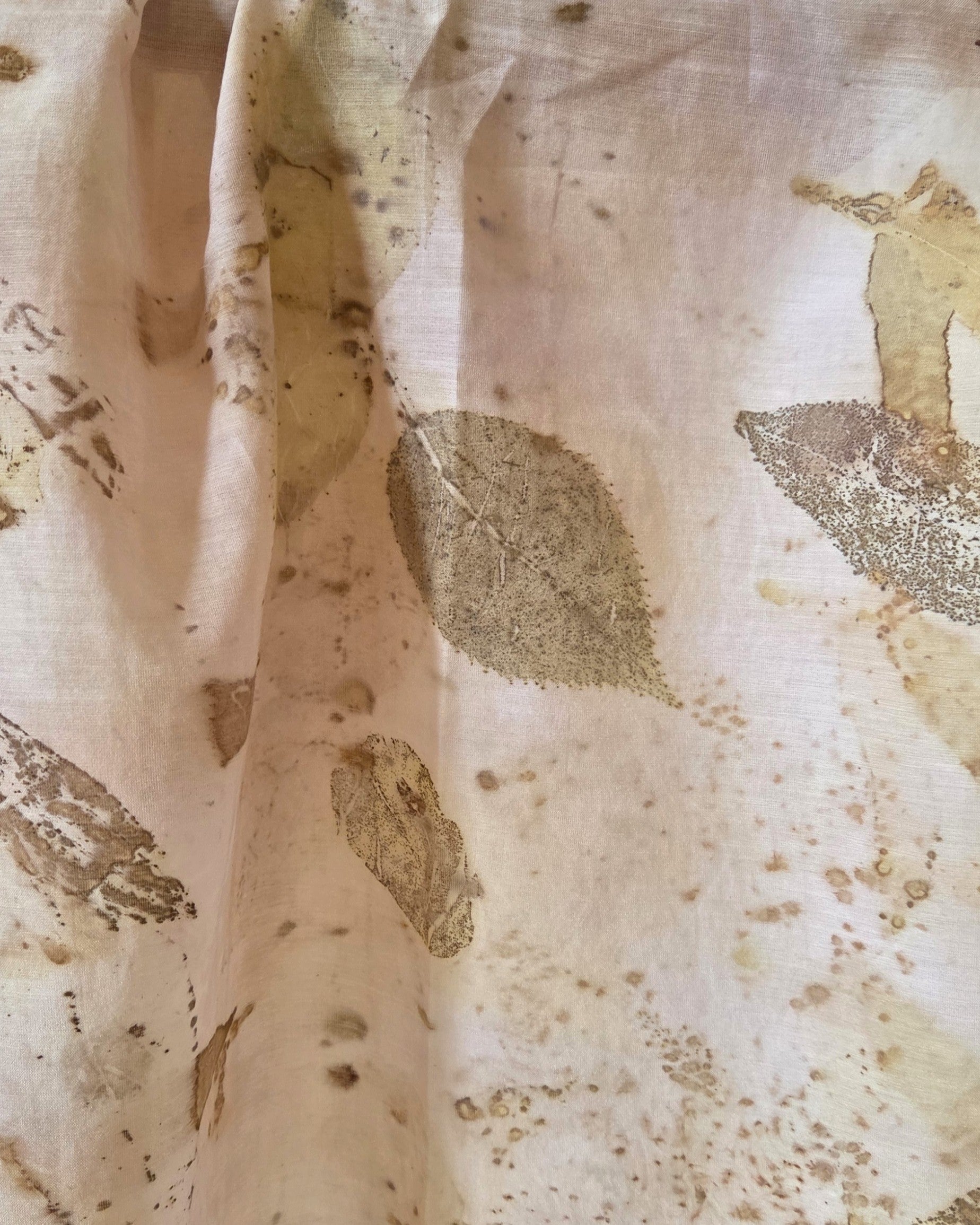 The  Coral - Cotton/Silk Blend Ecoprint Scarf/Wrap