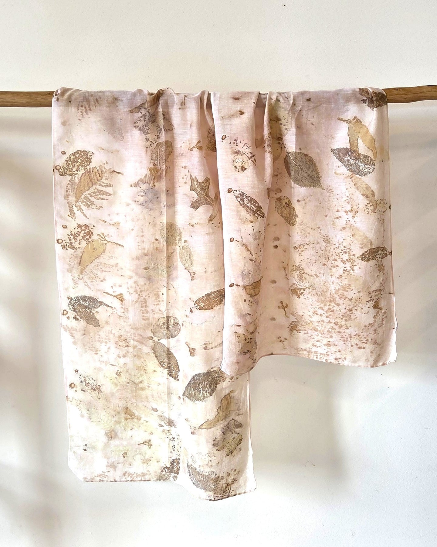 The  Coral - Cotton/Silk Blend Ecoprint Scarf/Wrap
