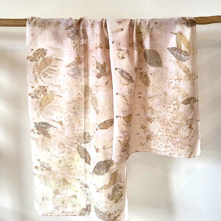 The  Coral - Cotton/Silk Blend Ecoprint Scarf/Wrap