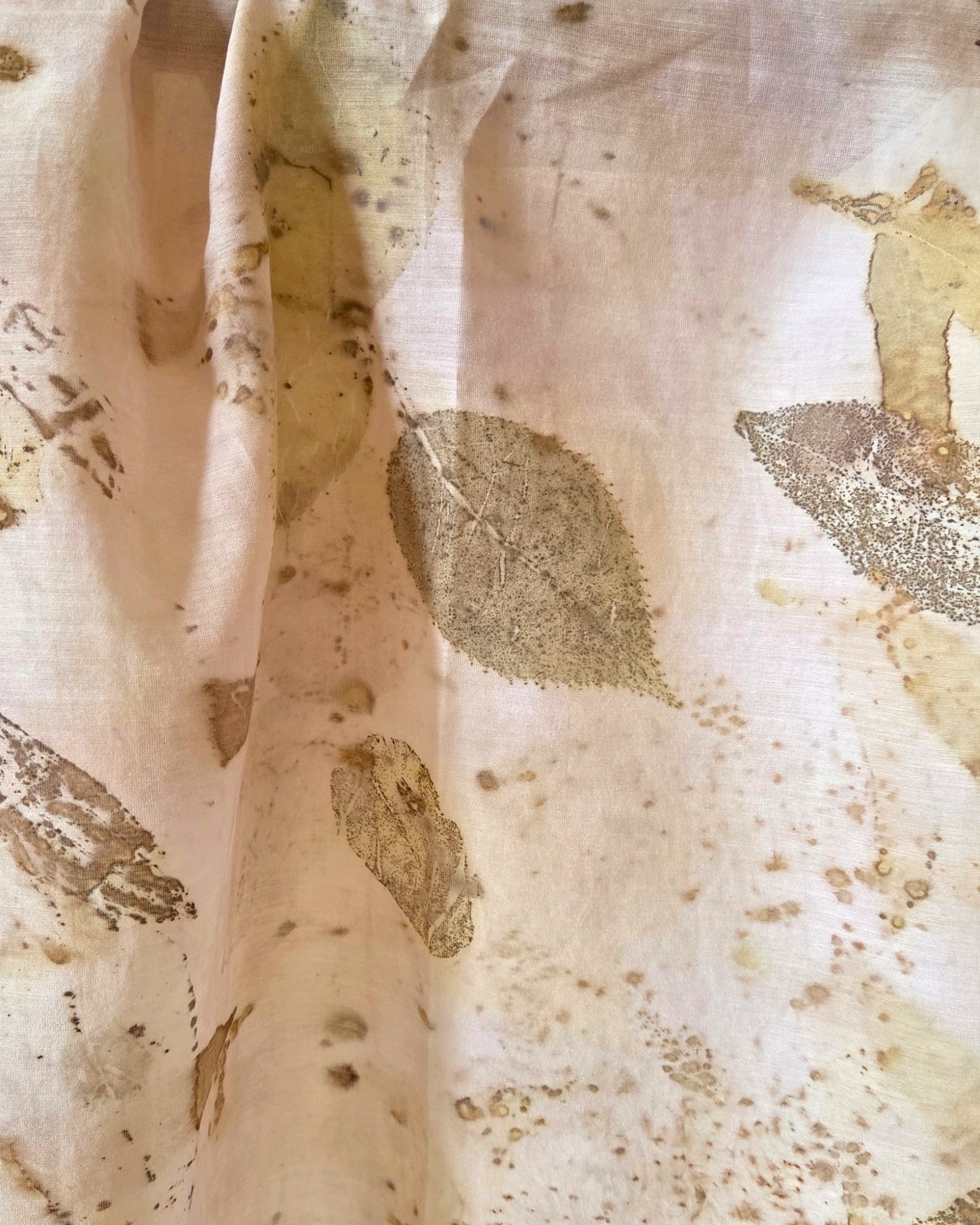 The  Coral - Cotton/Silk Blend Ecoprint Scarf/Wrap